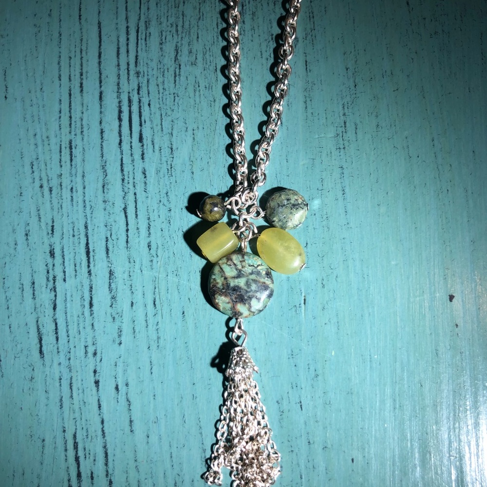 Long pendant drop necklace with drop bead design